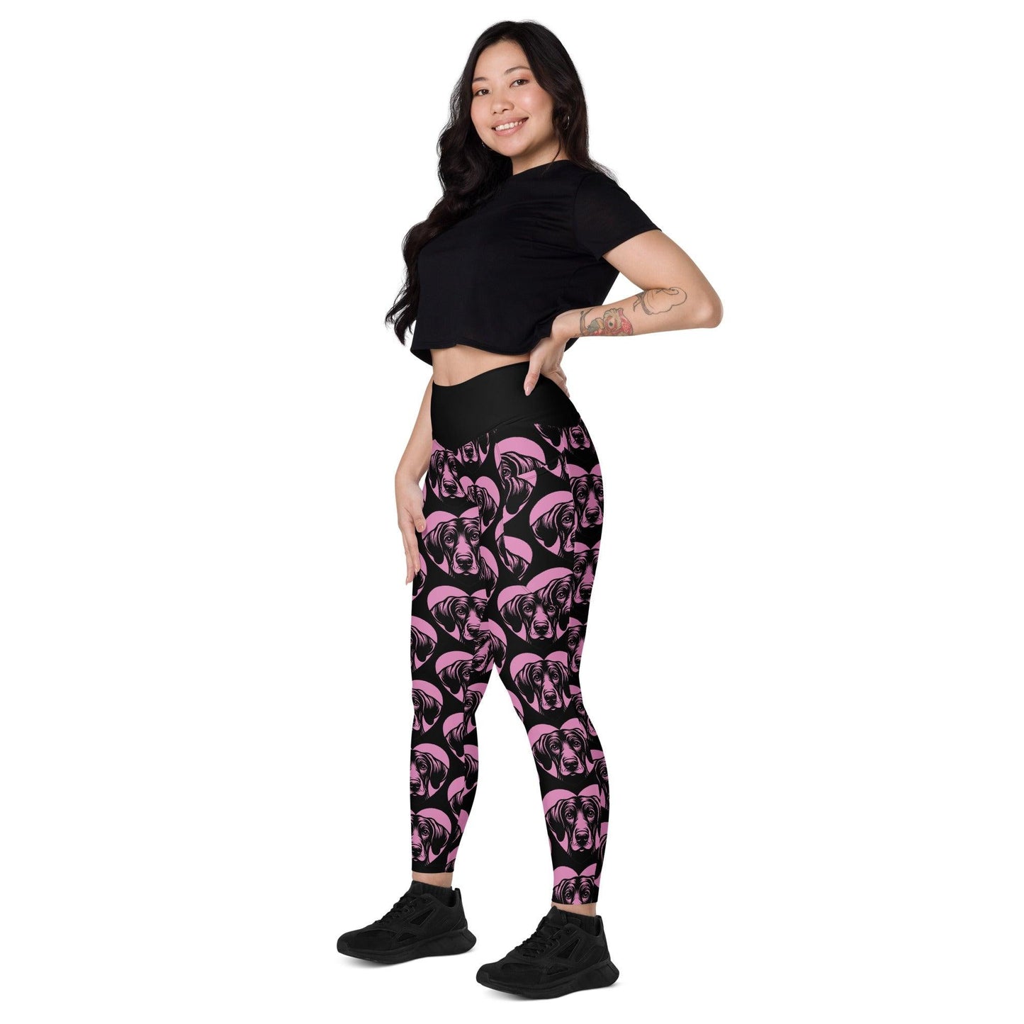 DOG BREED LEGGINGS with pockets - PLOTT HOUND - HERTTAHOUND - pink