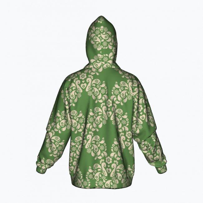 PEACOCK LOVE green - Cotton Zipper Hoodie