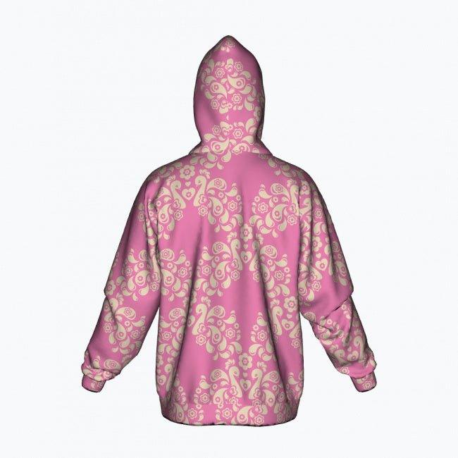 PEACOCK LOVE pink - Cotton Zipper Hoodie