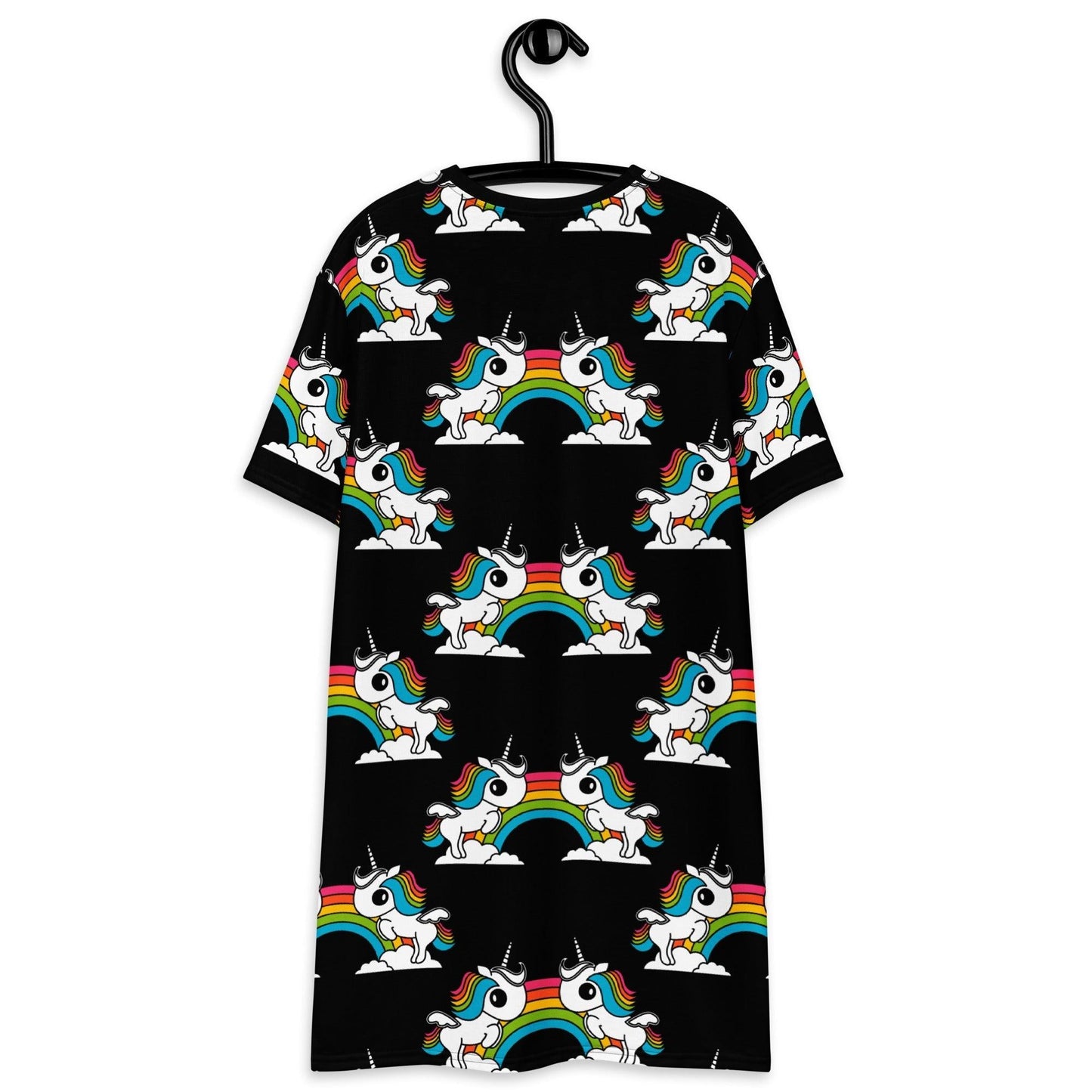 UNIQUE black - T-Shirt Dress with unicorns and rainbows