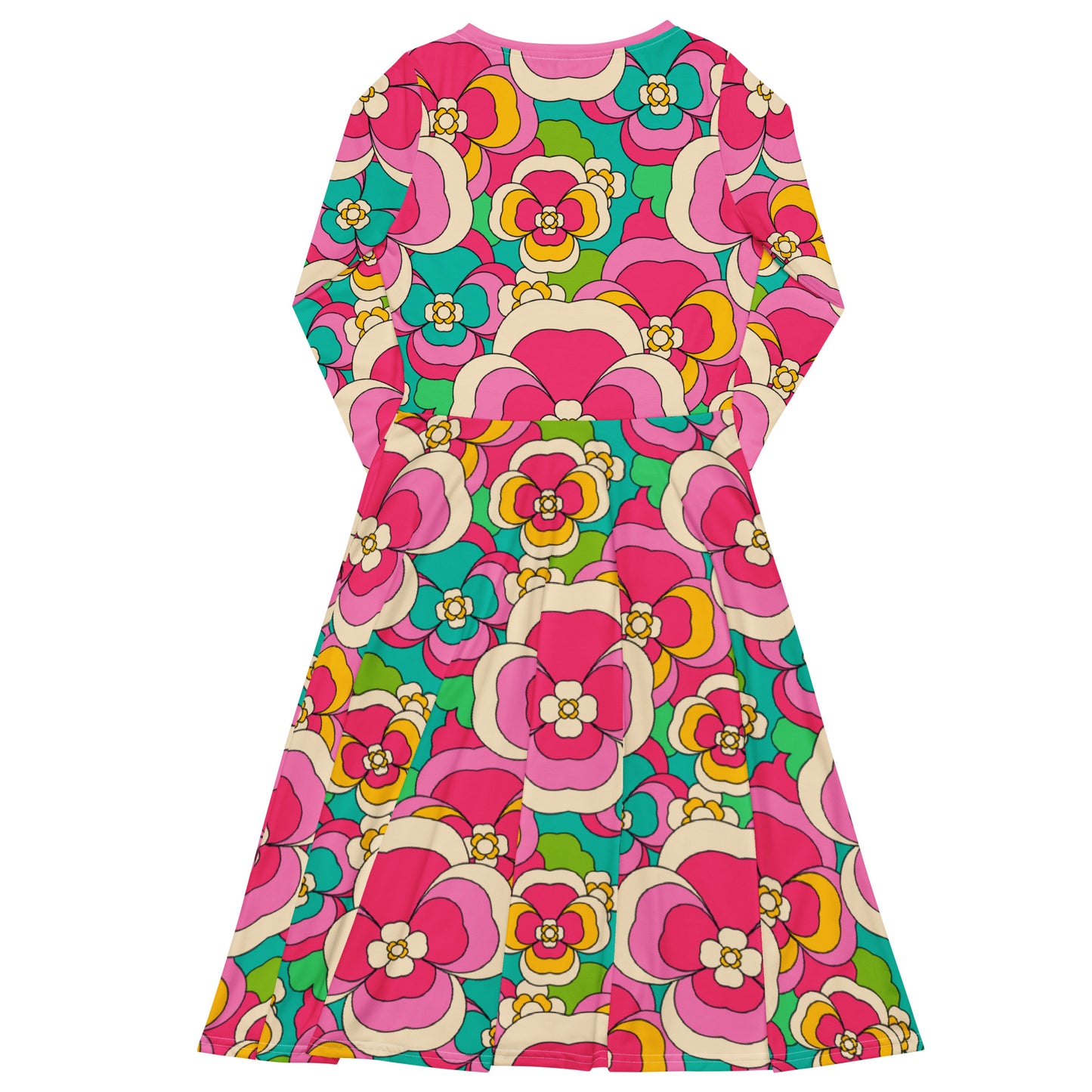 Midi dress - PANSY FANTASY pastel - Retro pansy print