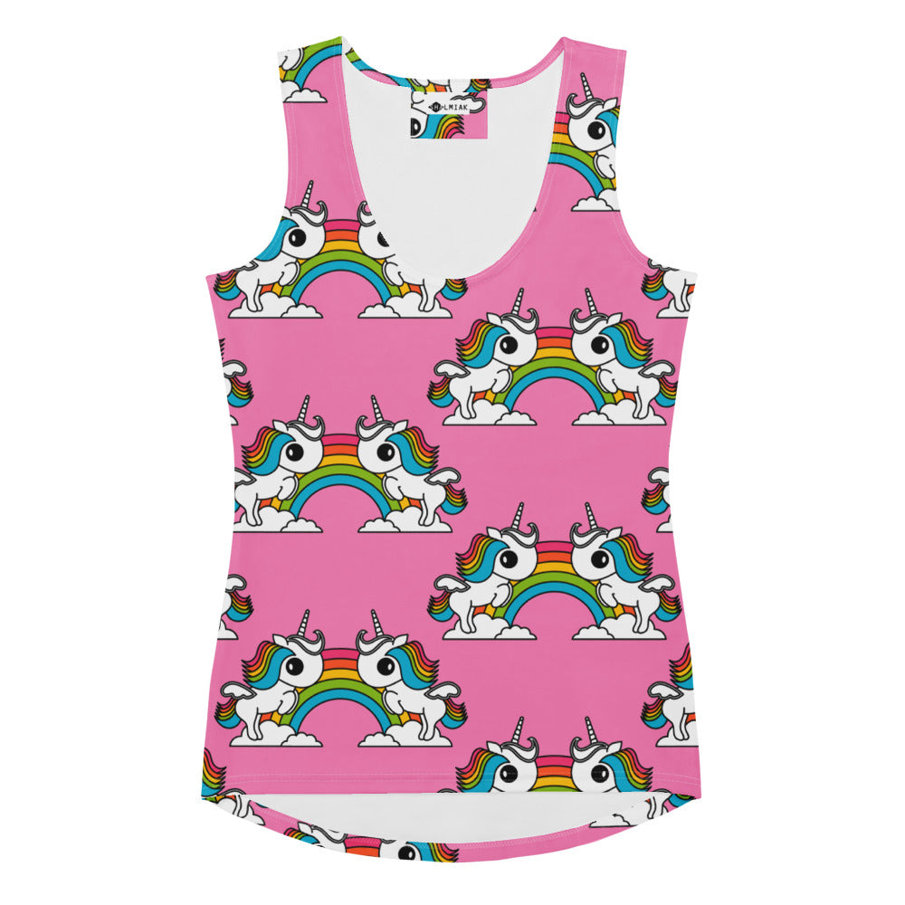 UNIQUE pink - Tank Top with unicorns and rainbows