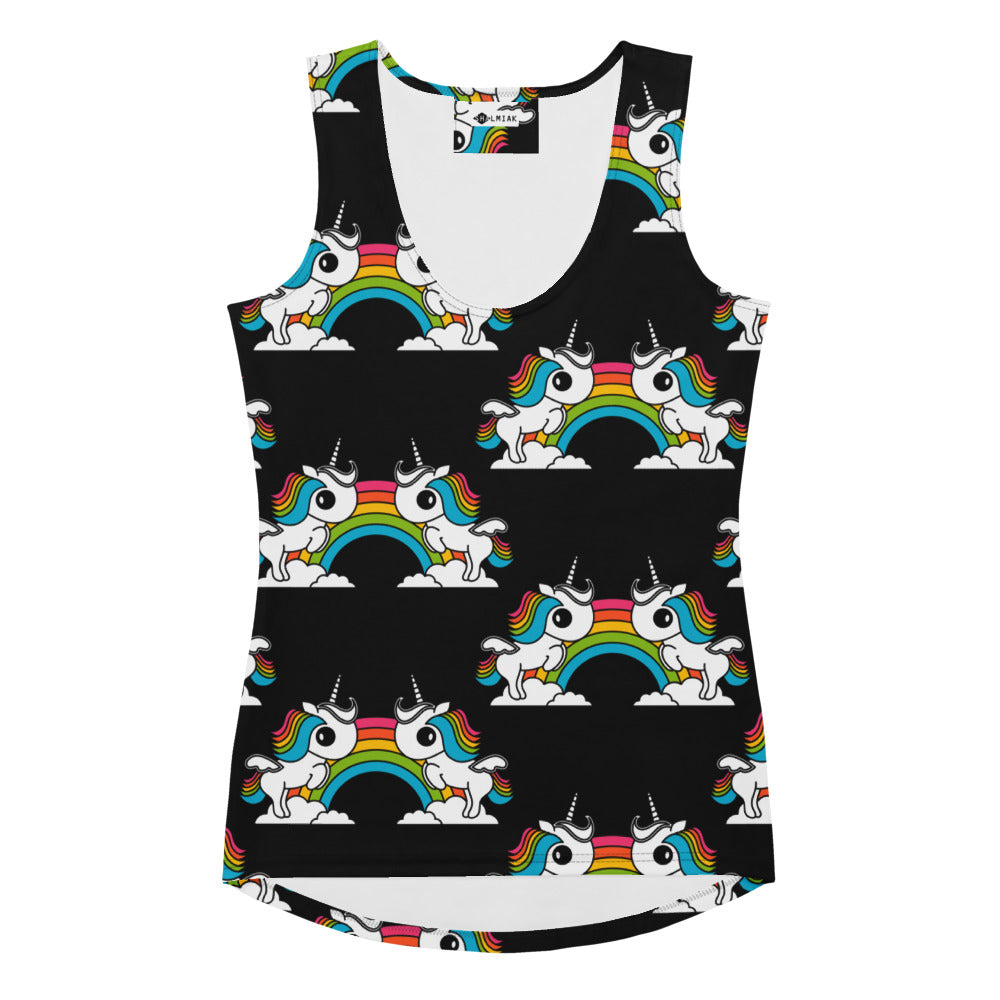 UNIQUE black - Tank Top with unicorns and rainbows