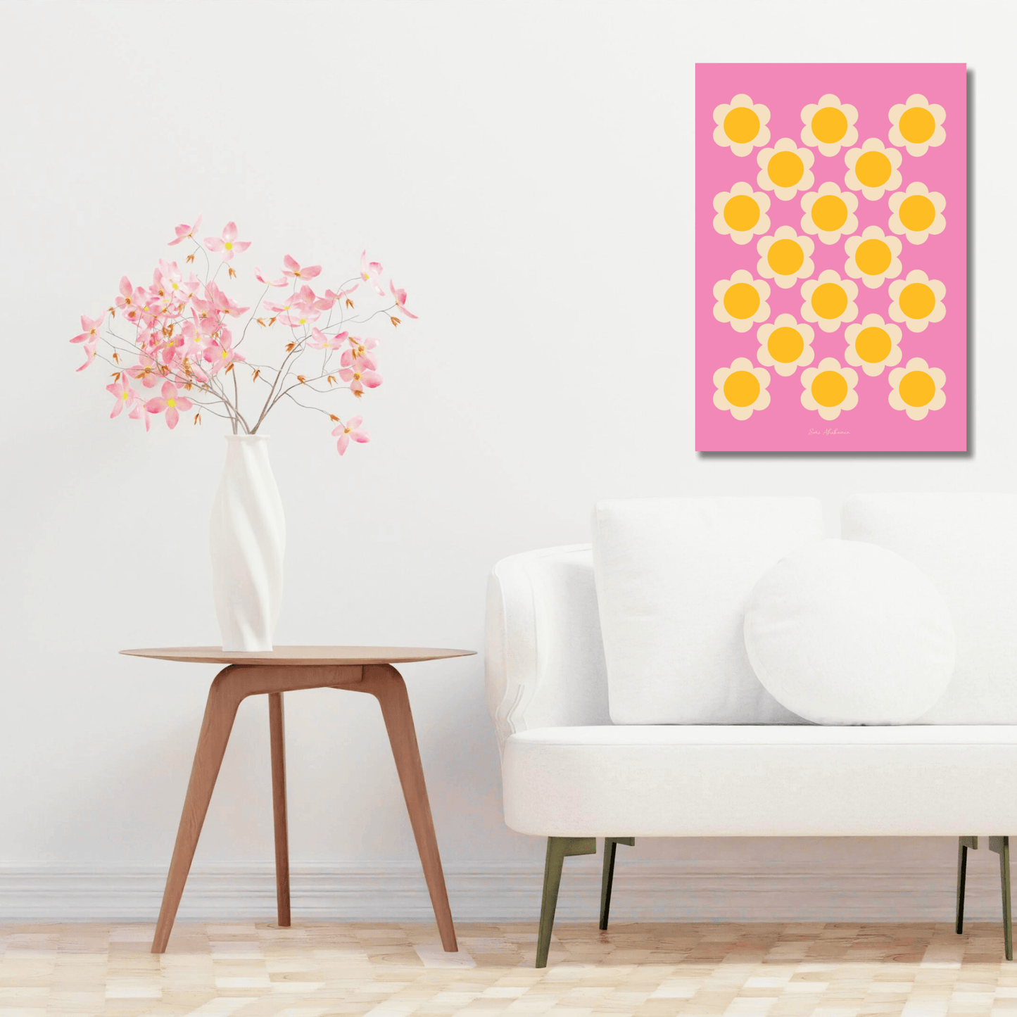 DIGITAL WALL ART - ELLIE yellow pink