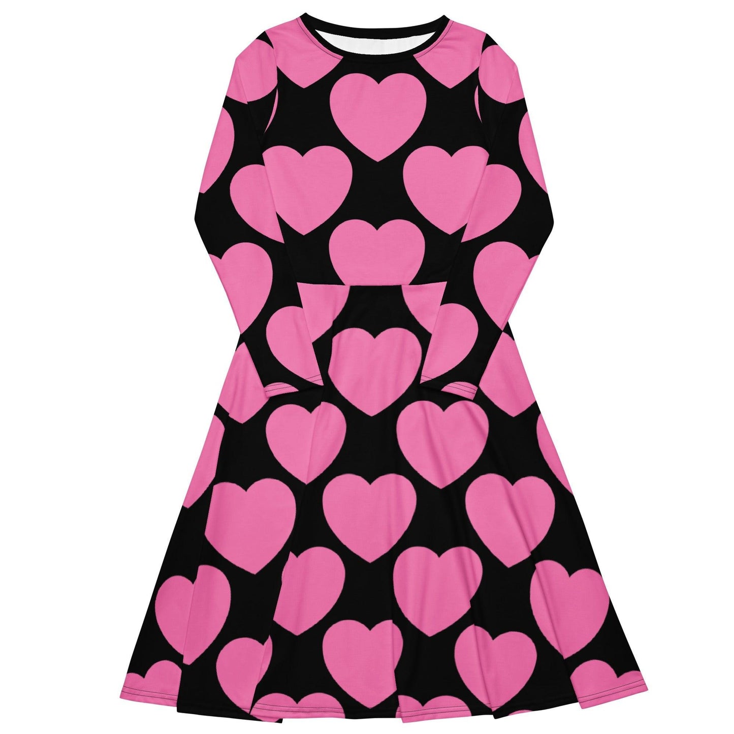 ELLIE LOVE pink black - Midi Dress With Pockets - SHALMIAK