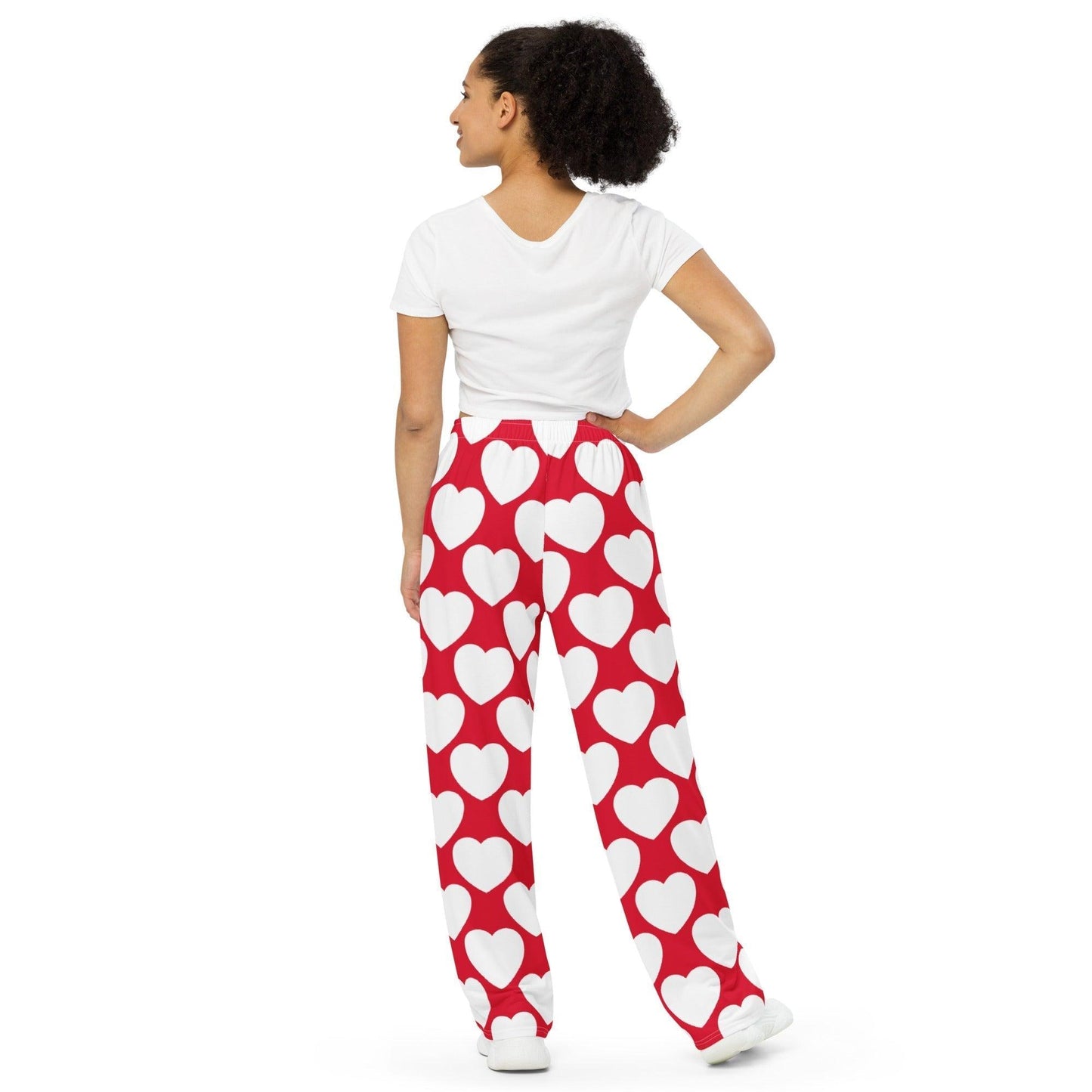Pants - ELLIE LOVE red white - Bold Heart Print