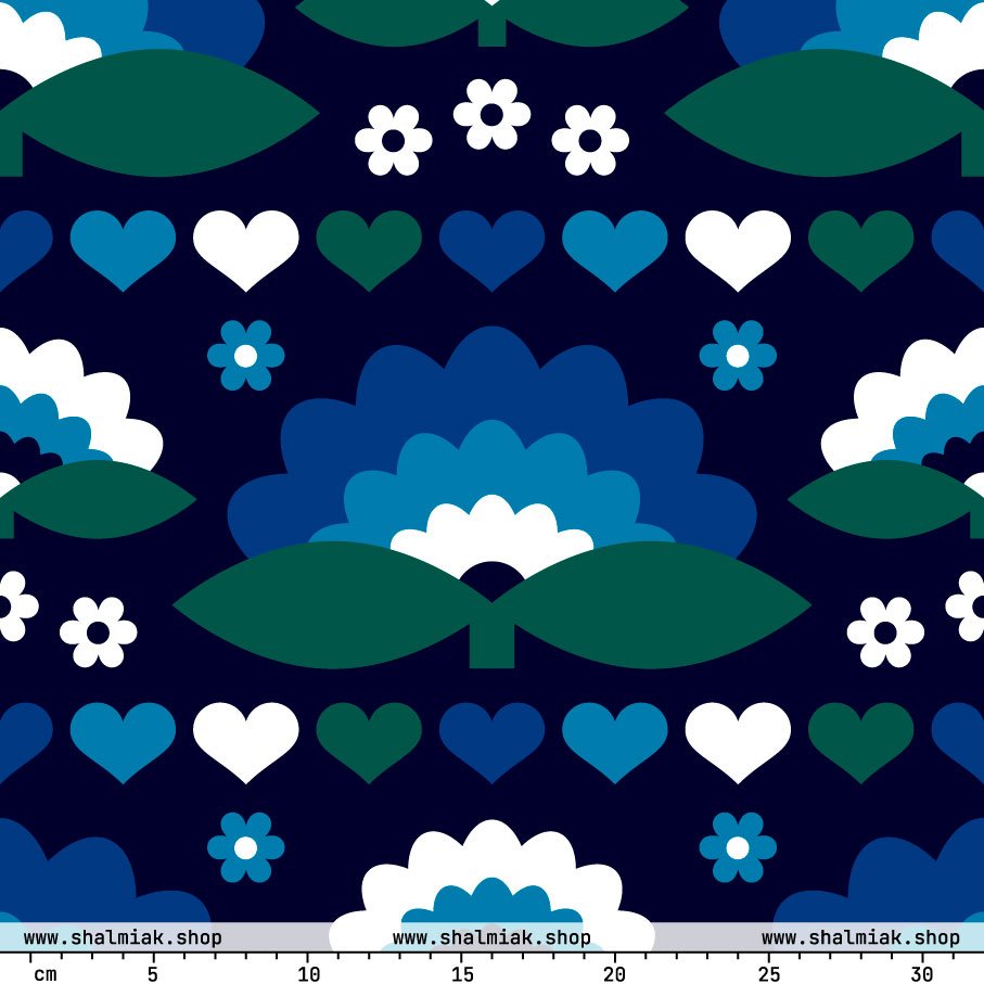 Fabric - FALL IN LOVE magic blue