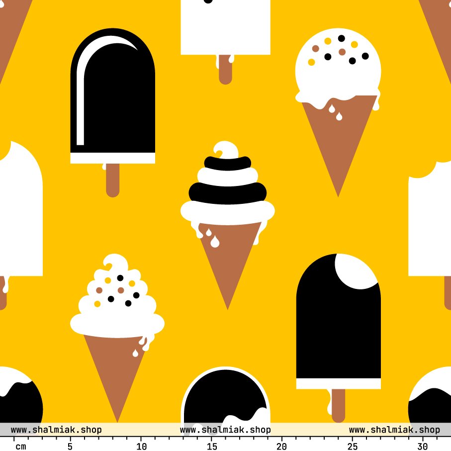 Fabric - JÄDE yellow - Happy ice cream print