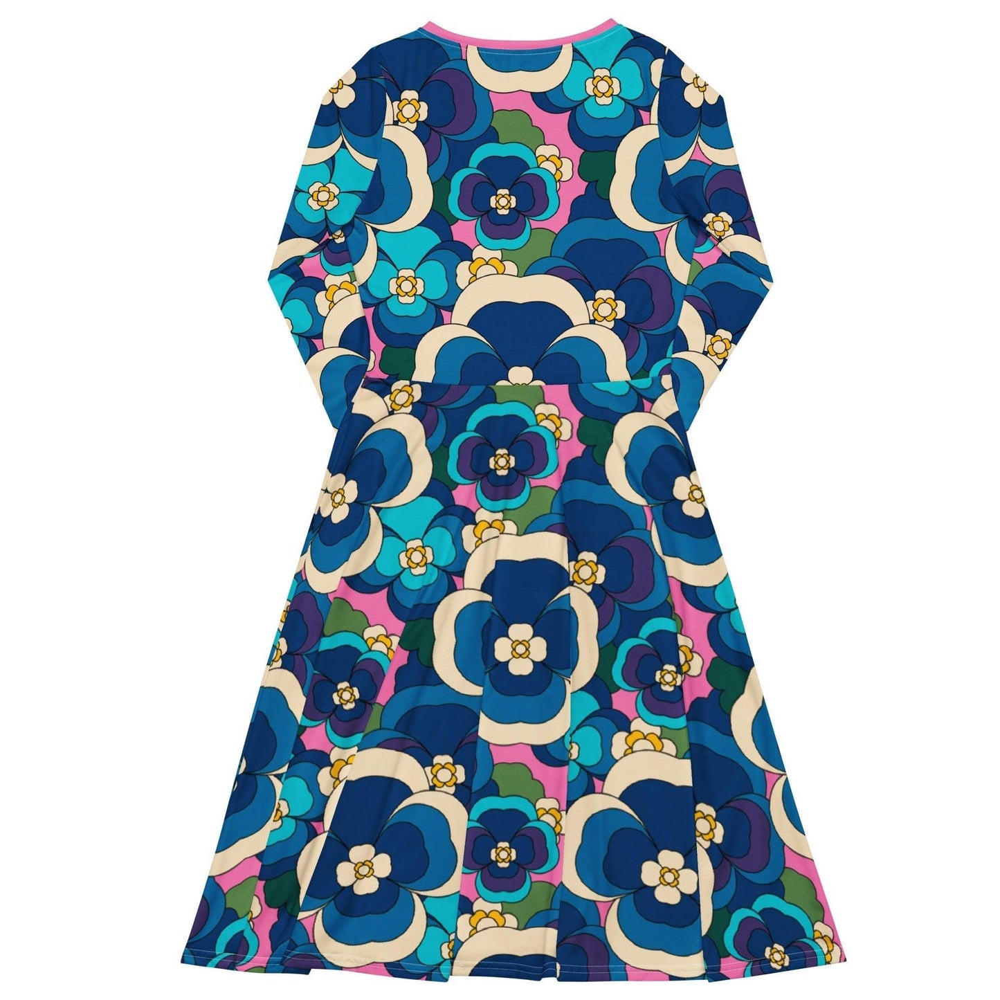 PANSY FANTASY blue pink - Midi Dress With Pockets - SHALMIAK