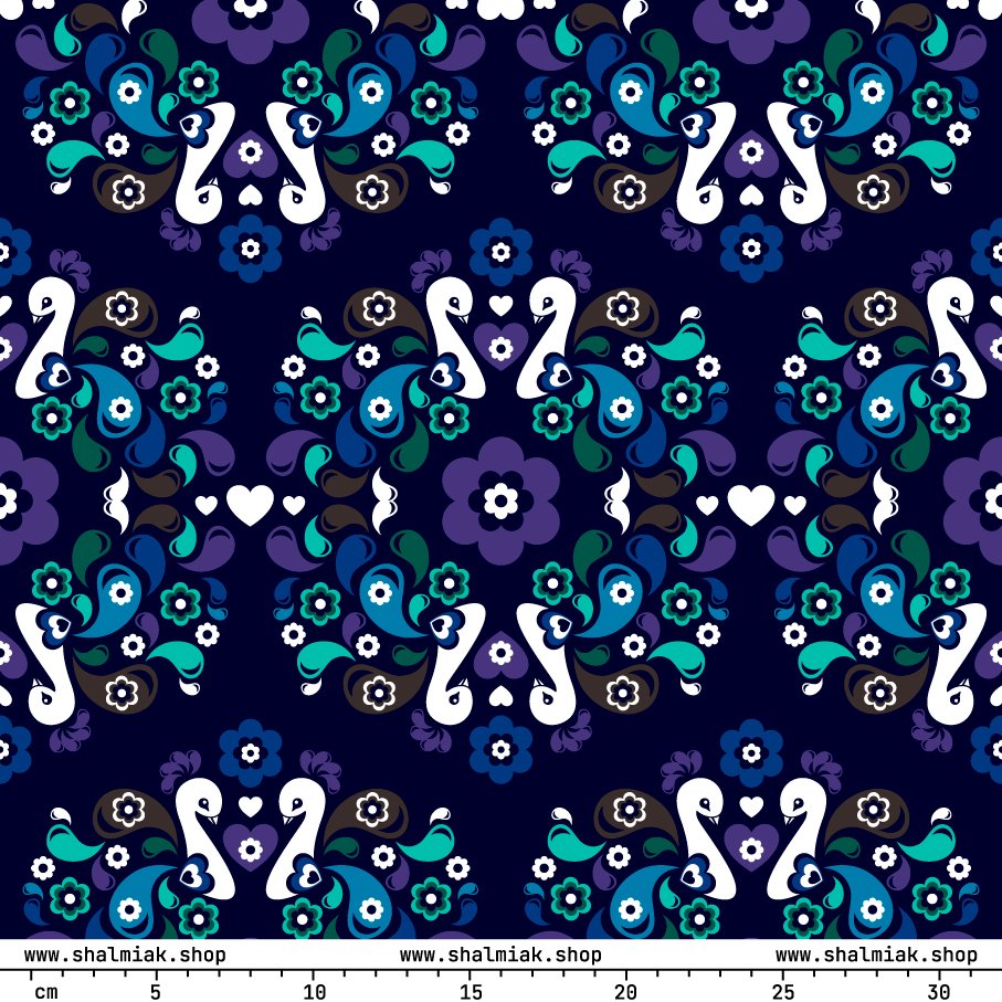 Fabric - PEACOCK LOVE mystic blue