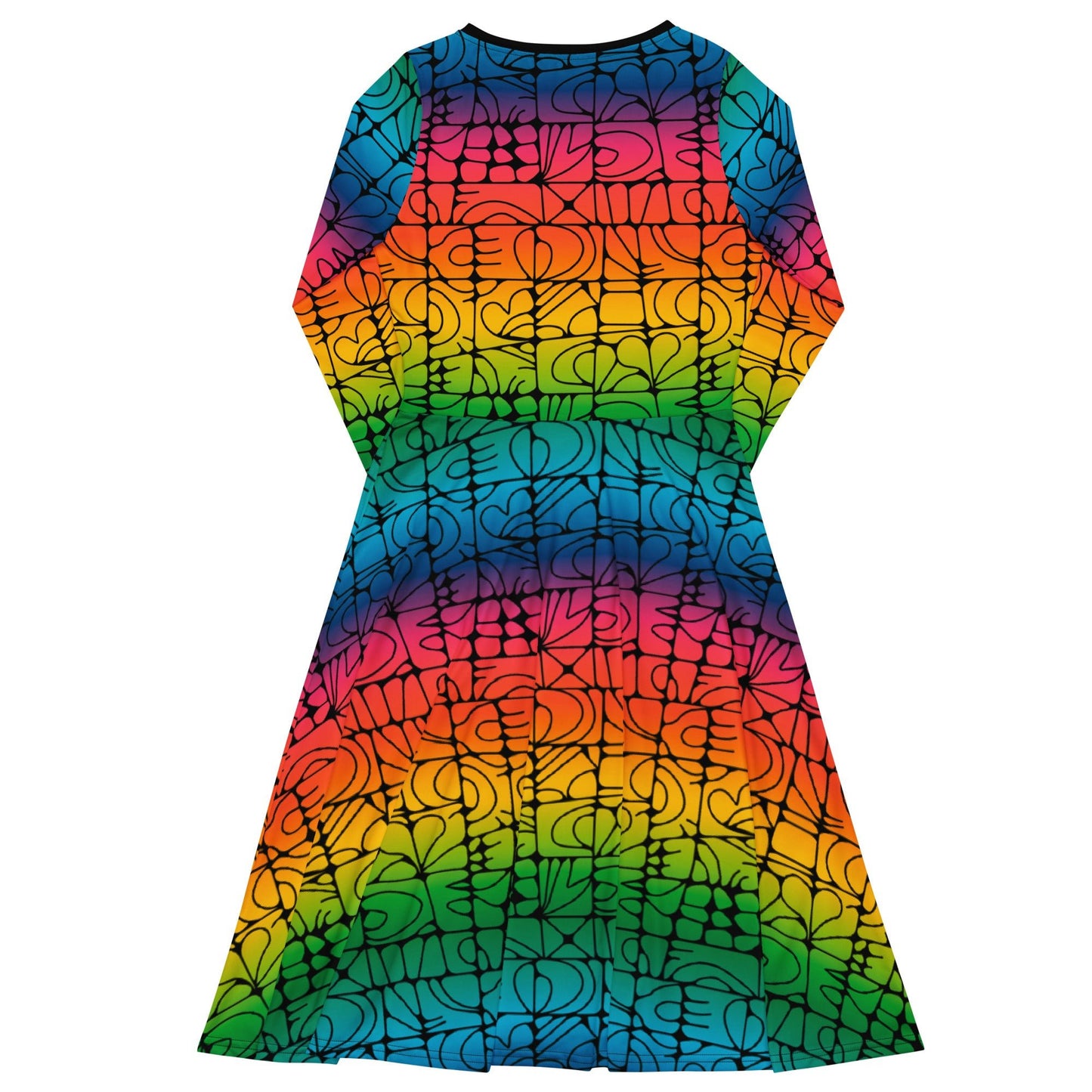 STONE SPIRIT rainbow black - Midi Dress With Pockets - SHALMIAK