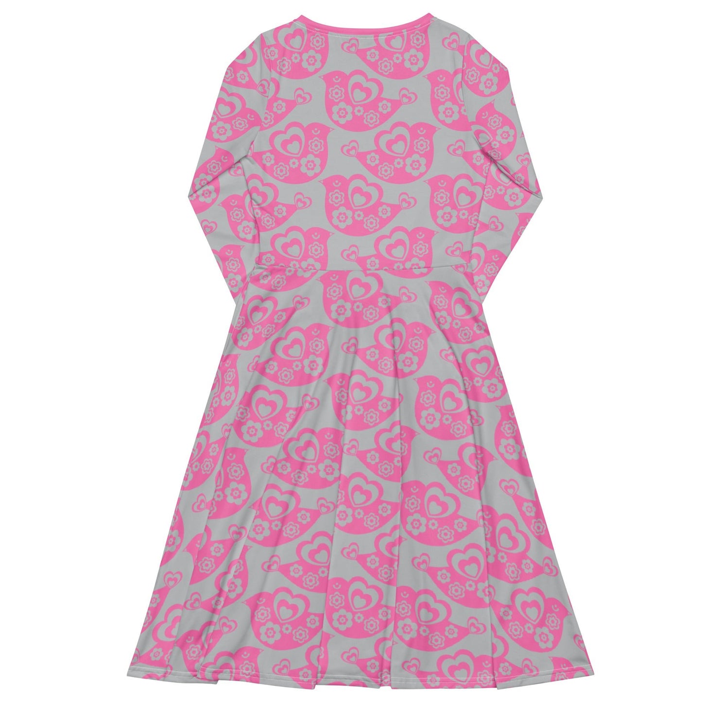 TWEET LOVE pink grey - Midi Dress With Pockets - SHALMIAK