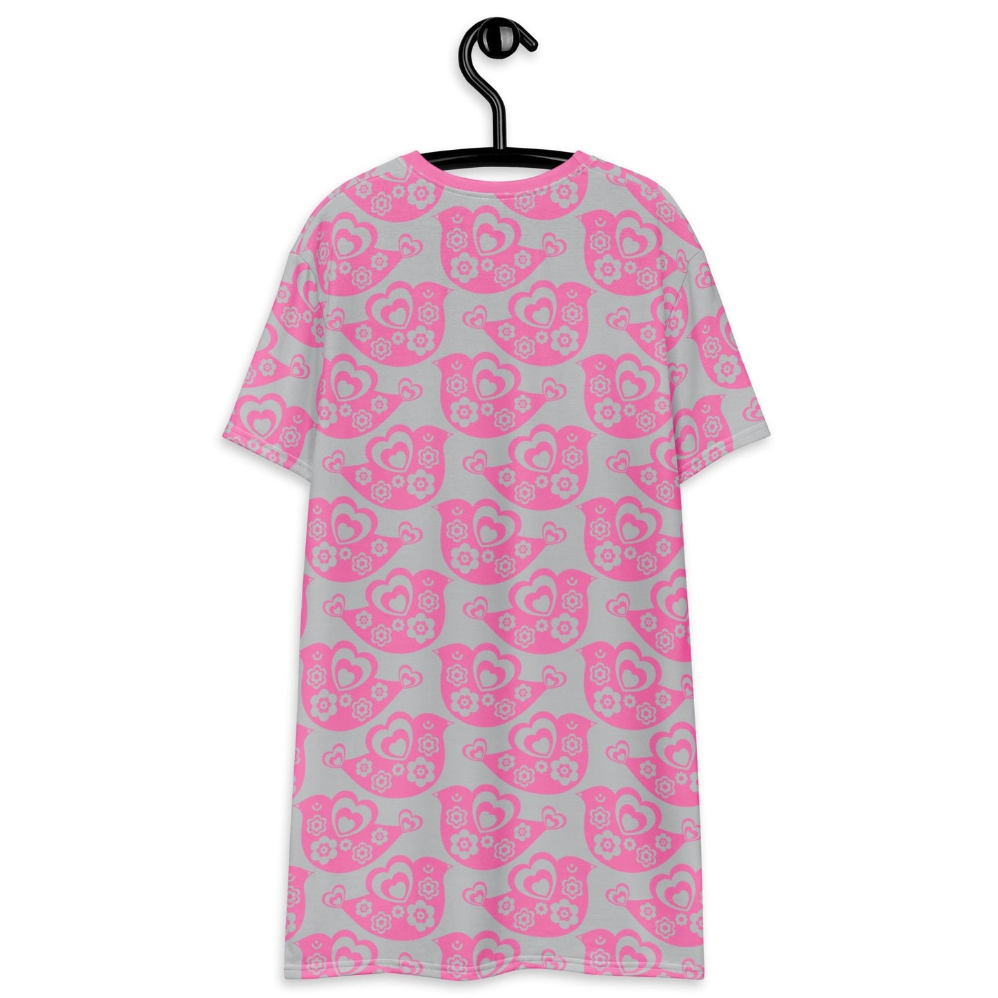 TWEET LOVE pink grey - T-Shirt Dress - SHALMIAK