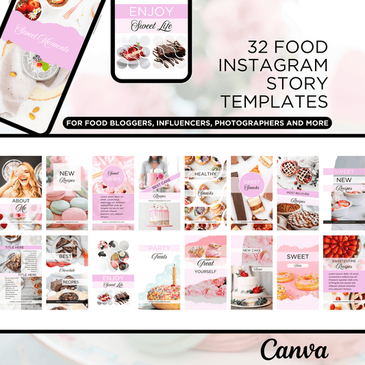 CANVA TEMPLATES - PINK INSTAGRAM STORY TEMPLATES (food theme) - SHALMIAK