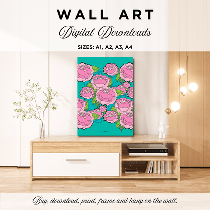 DIGITAL WALL ART - BE MY ONLY pink mint - SHALMIAK