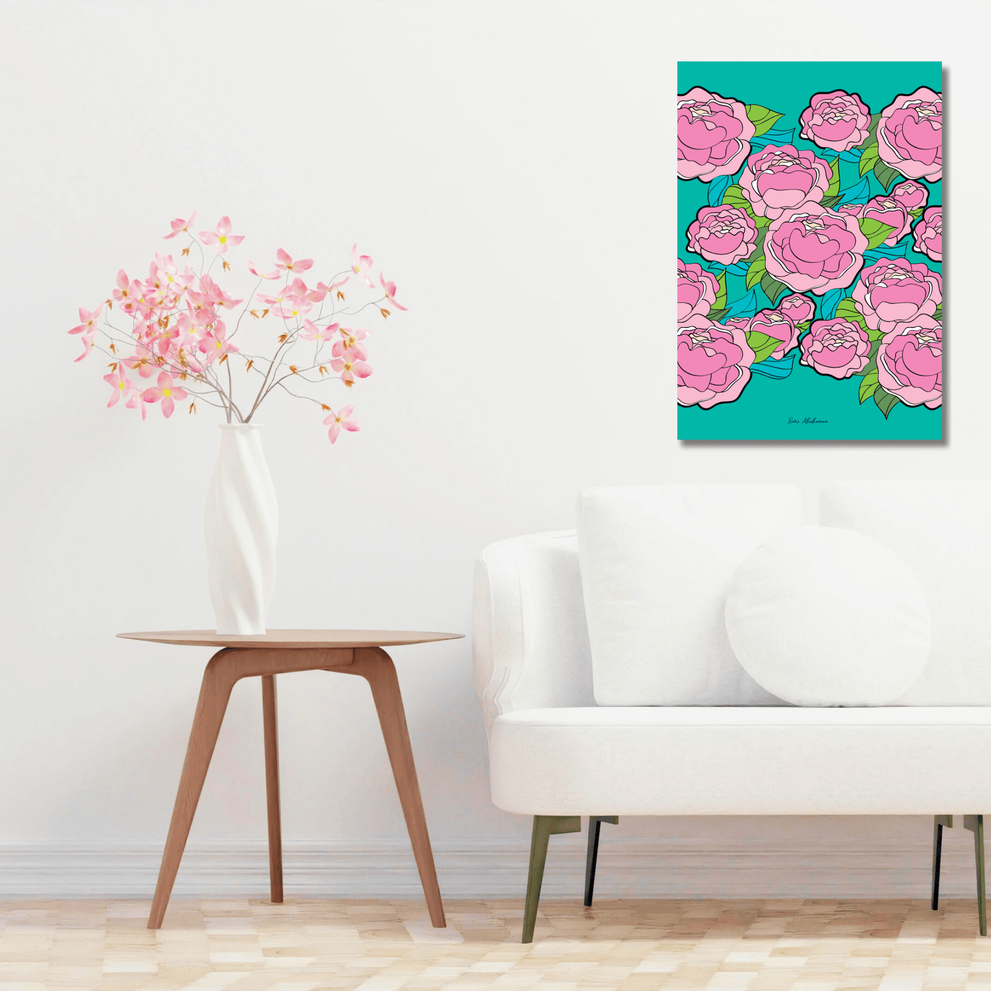 DIGITAL WALL ART - BE MY ONLY pink mint - SHALMIAK