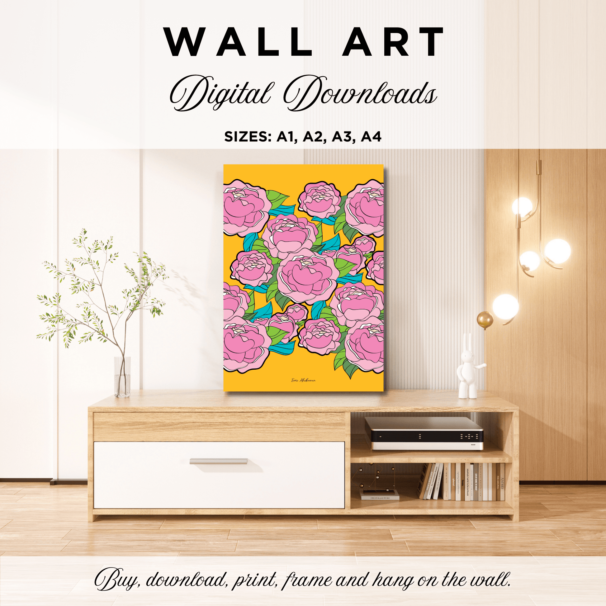 DIGITAL WALL ART - BE MY ONLY pink yellow - SHALMIAK