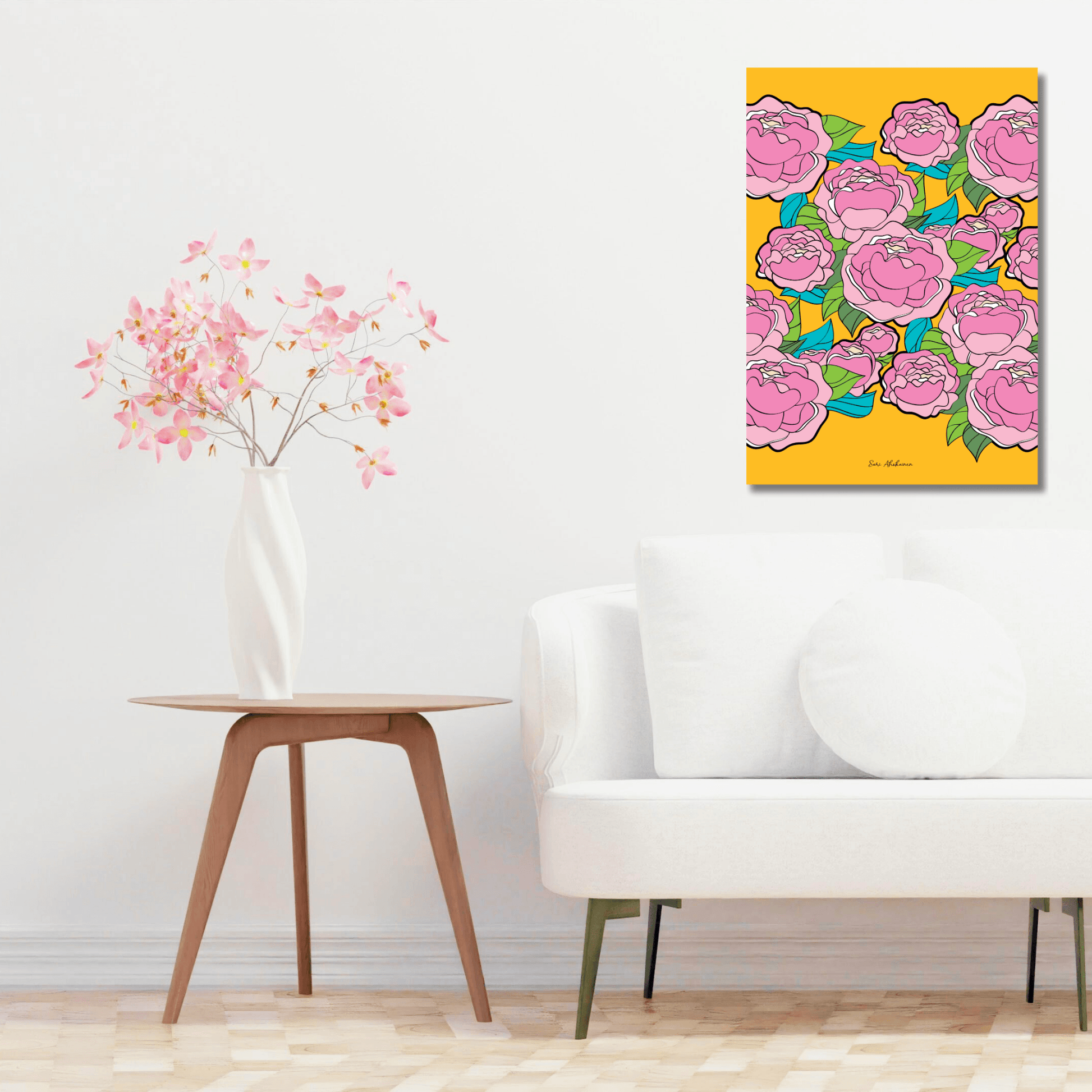 DIGITAL WALL ART - BE MY ONLY pink yellow - SHALMIAK