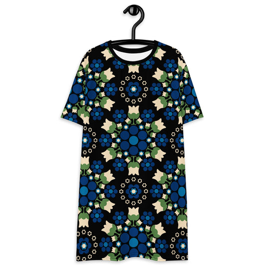 BERRY DANCE blue black - T-shirt dress - SHALMIAK