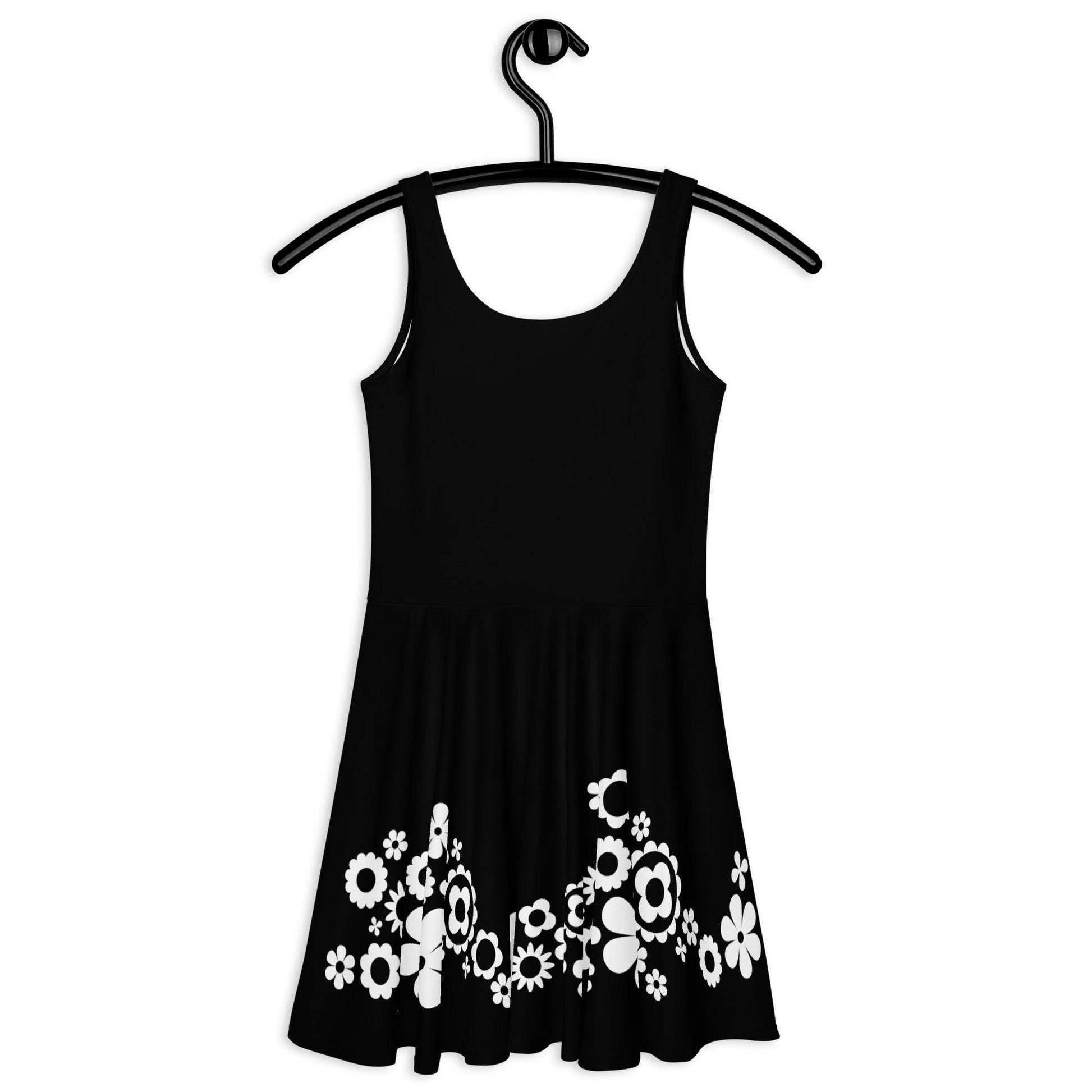 BLACK with BLOOMPOP bw - Skater Dress - SHALMIAK