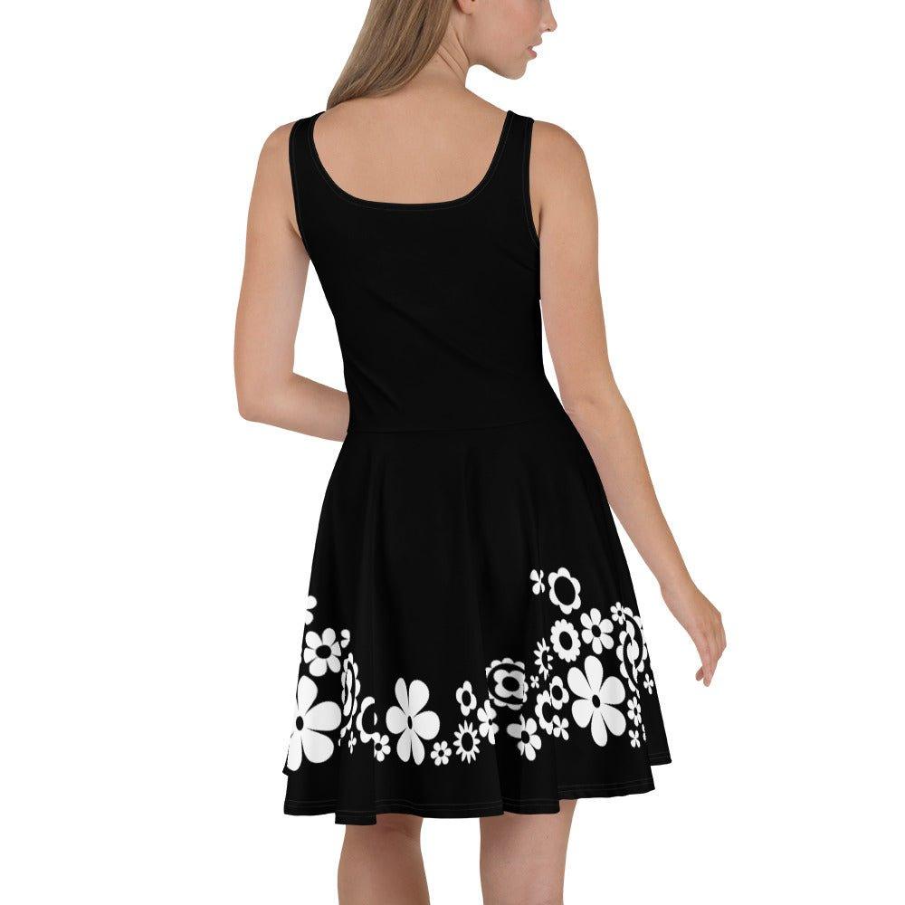 BLACK with BLOOMPOP bw - Skater Dress - SHALMIAK