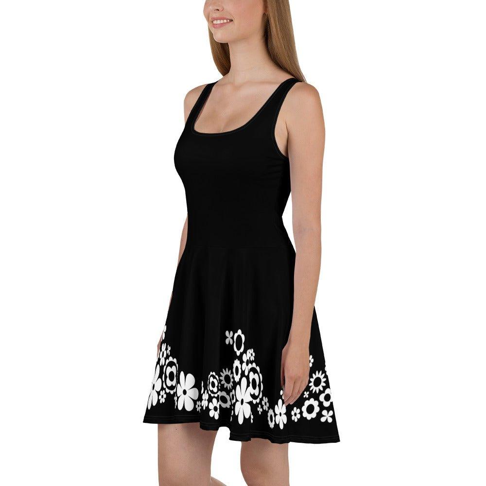 BLACK with BLOOMPOP bw - Skater Dress - SHALMIAK