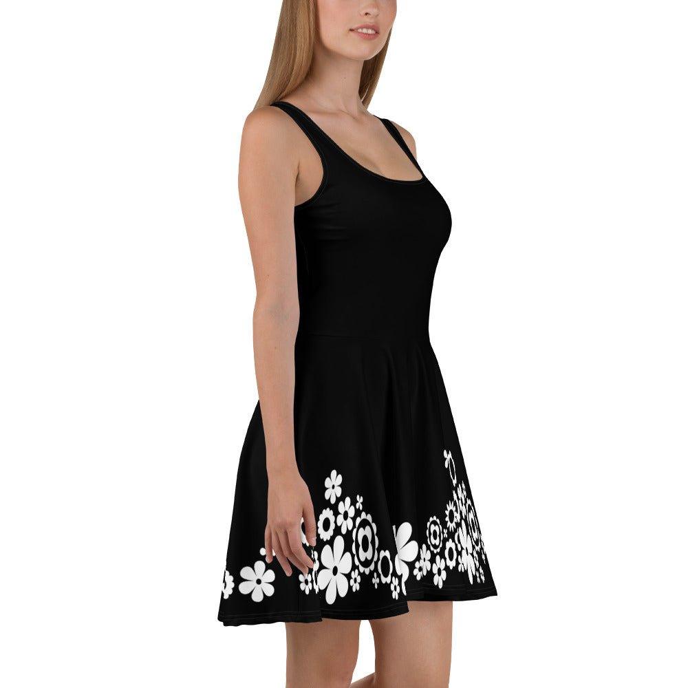 BLACK with BLOOMPOP bw - Skater Dress - SHALMIAK