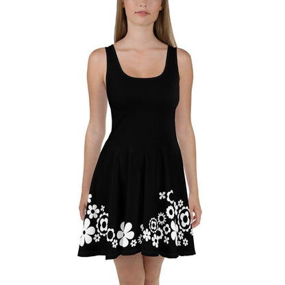 BLACK with BLOOMPOP bw - Skater Dress - SHALMIAK