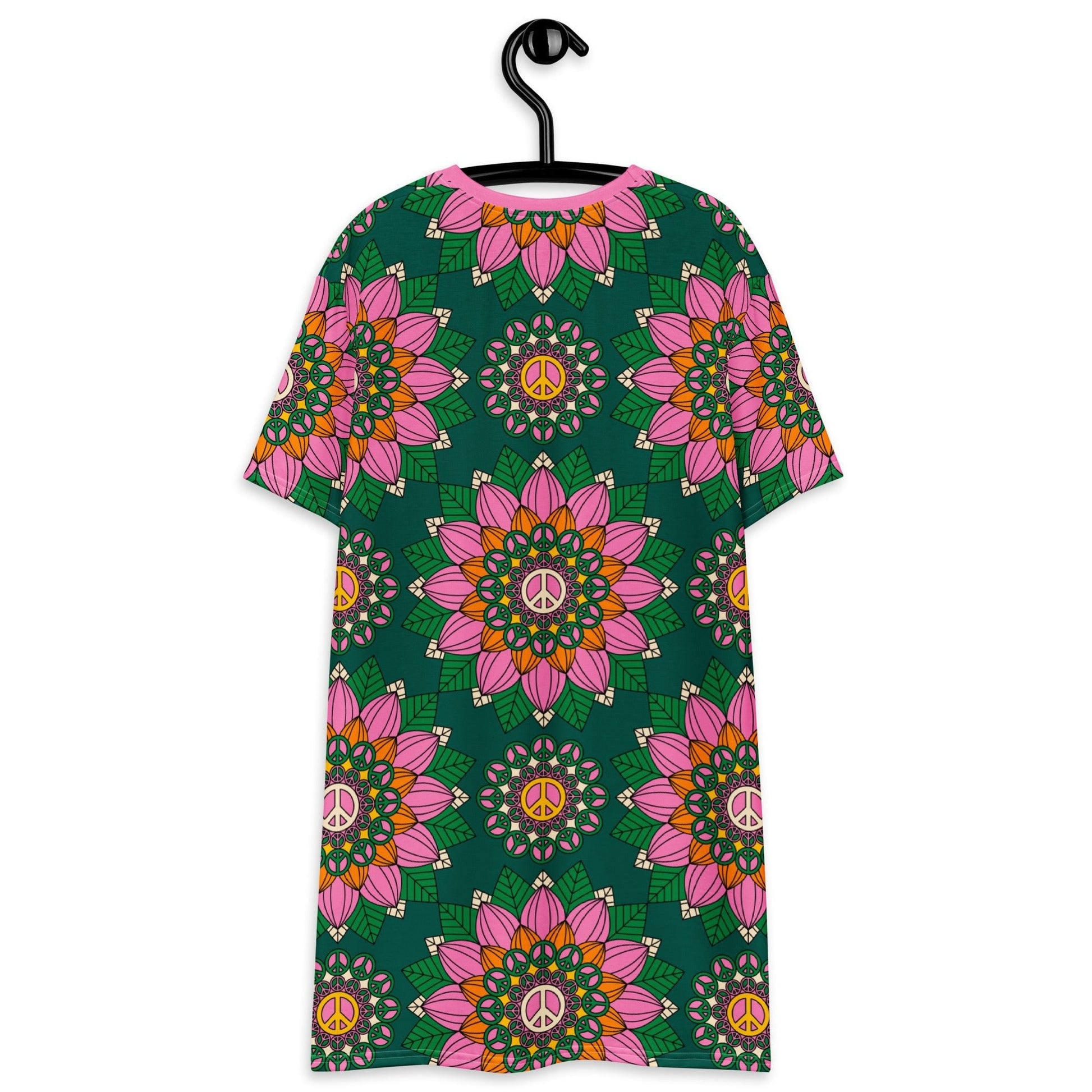 BLOOM WITH PEACE pink green - T-shirt dress - SHALMIAK