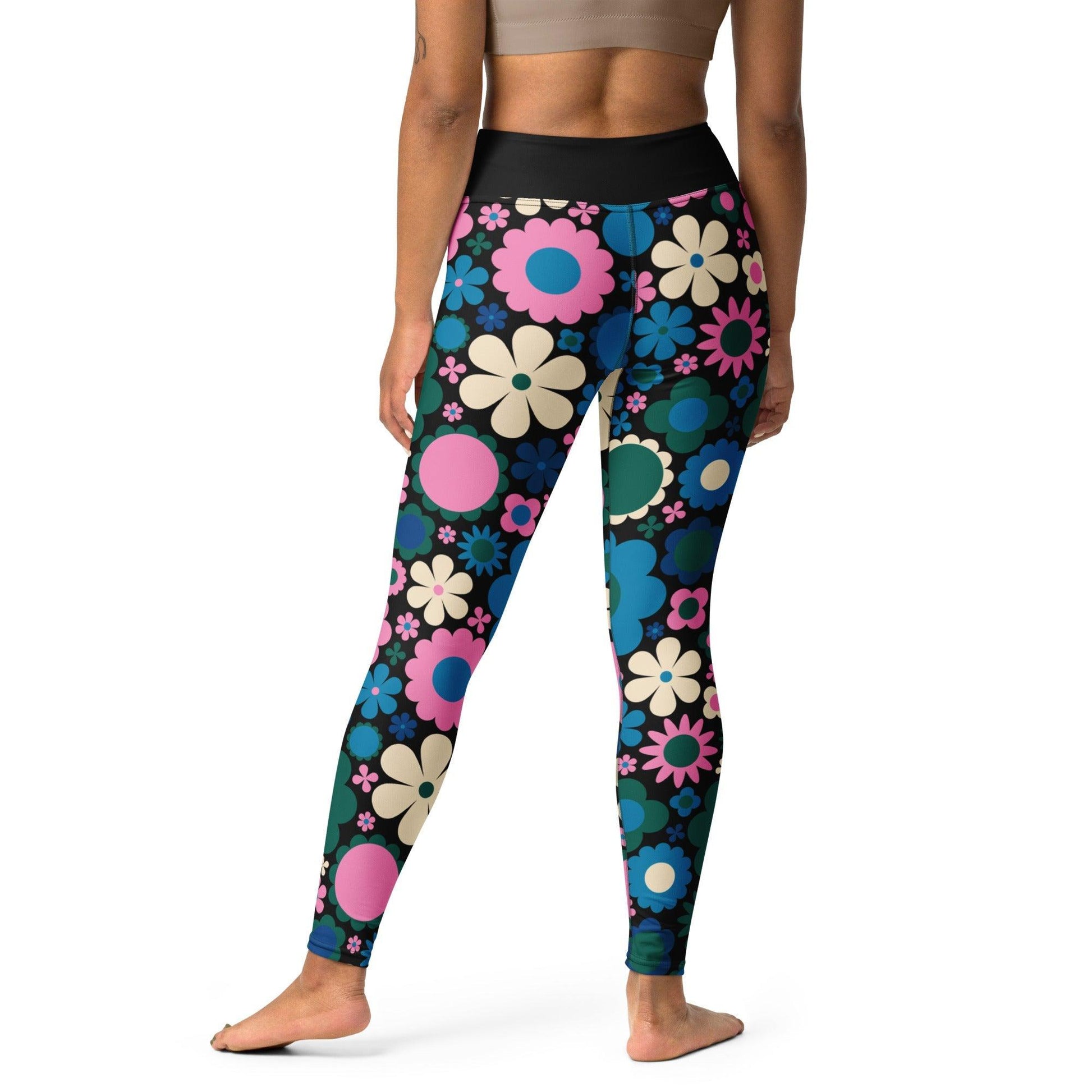 BLOOMPOP blue pink -2- Yoga Leggings - SHALMIAK