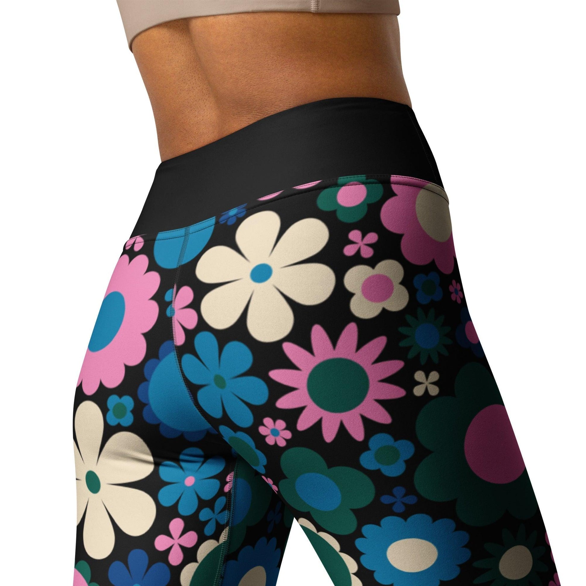 BLOOMPOP blue pink -2- Yoga Leggings - SHALMIAK