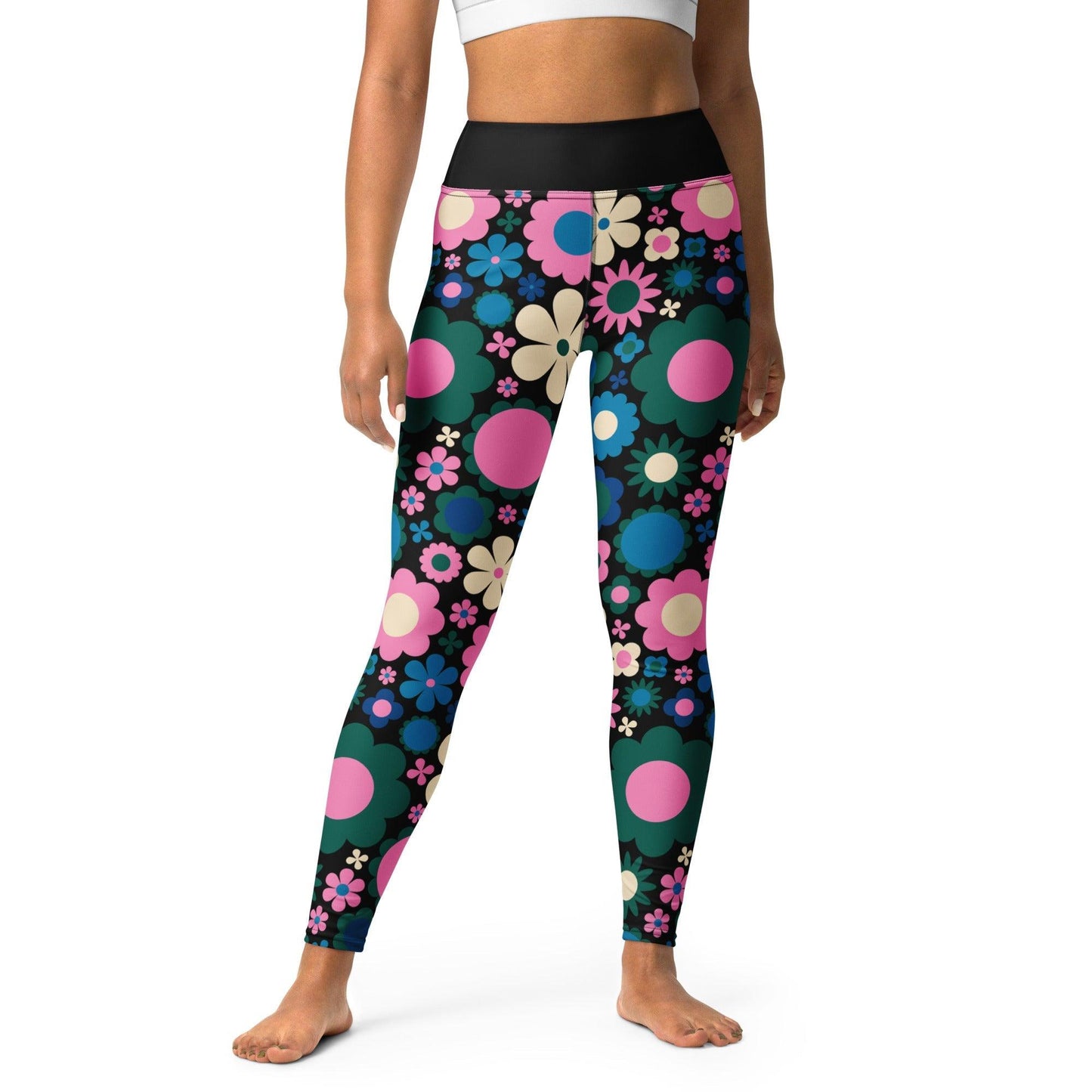 BLOOMPOP blue pink -2- Yoga Leggings - SHALMIAK