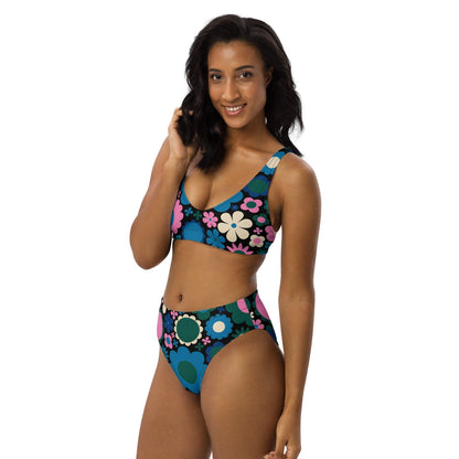 BLOOMPOP blue pink - Bikinis made of recycled material - SHALMIAK