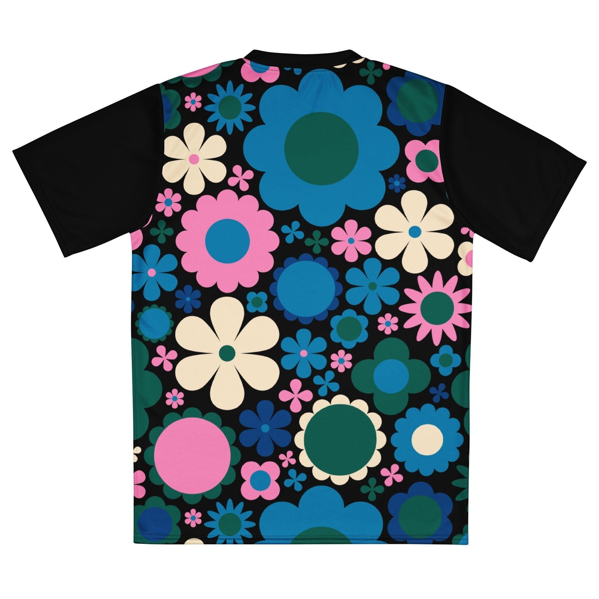 BLOOMPOP blue pink - Recycled unisex sports jersey - SHALMIAK