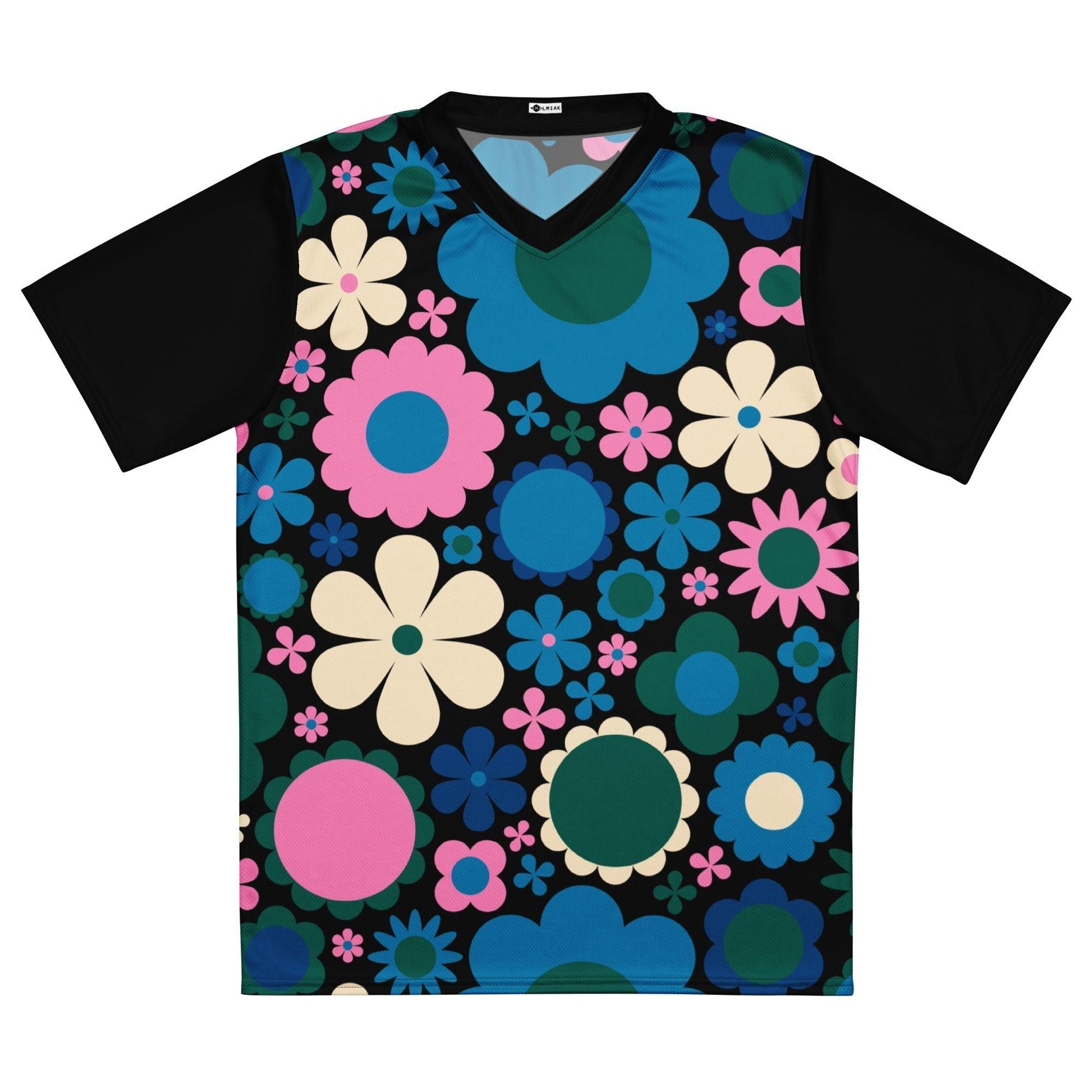 BLOOMPOP blue pink - Recycled unisex sports jersey - SHALMIAK