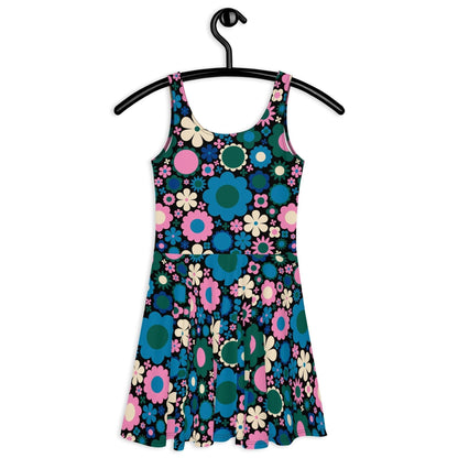 BLOOMPOP blue pink - Sleeveless Skater Dress - SHALMIAK