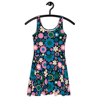 BLOOMPOP blue pink - Sleeveless Skater Dress - SHALMIAK