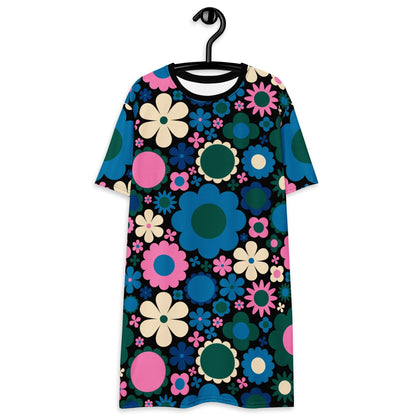 BLOOMPOP blue pink - T-shirt dress - SHALMIAK