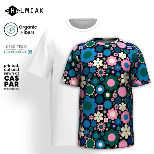 BLOOMPOP blue pink - T-shirt  (organic cotton) - SHALMIAK