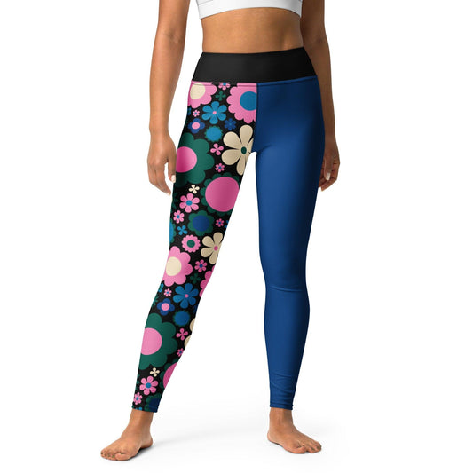 BLOOMPOP blue pink - Yoga Leggings - SHALMIAK