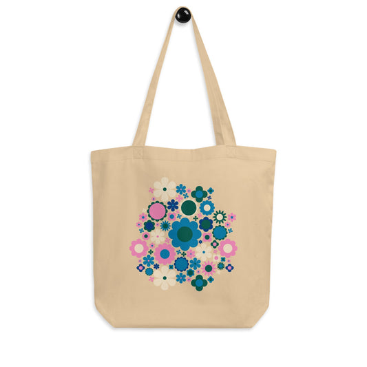 BLOOMPOP blue pink with quote - Eco Tote Bag - SHALMIAK