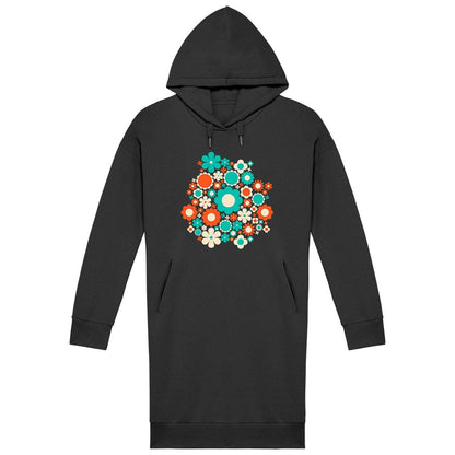 BLOOMPOP mint orange - Organic Hoodie Dress - SHALMIAK