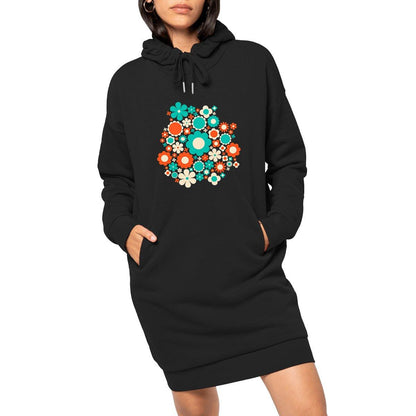 BLOOMPOP mint orange - Organic Hoodie Dress - SHALMIAK