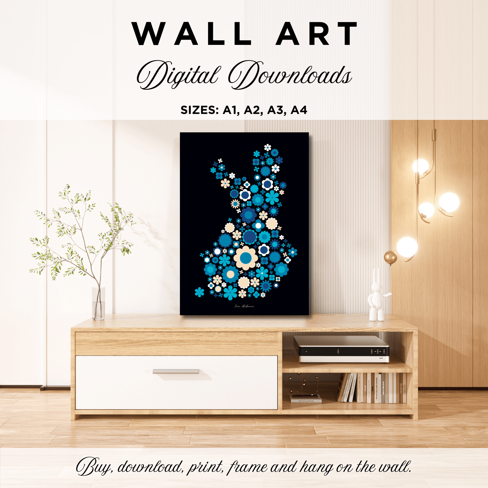 DIGITAL WALL ART - BLOOMPOP blue - SHALMIAK