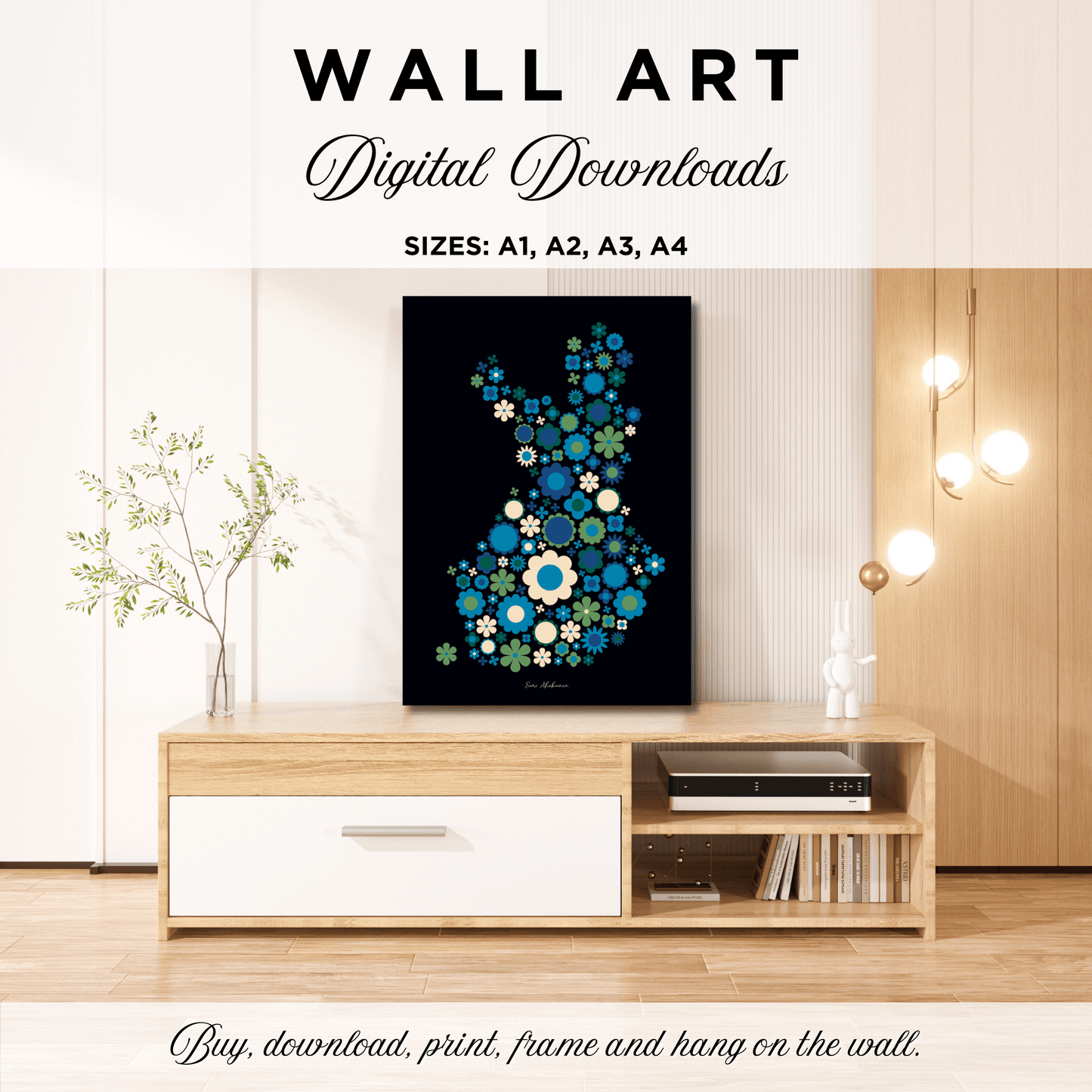 DIGITAL WALL ART - BLOOMPOP blue green - SHALMIAK