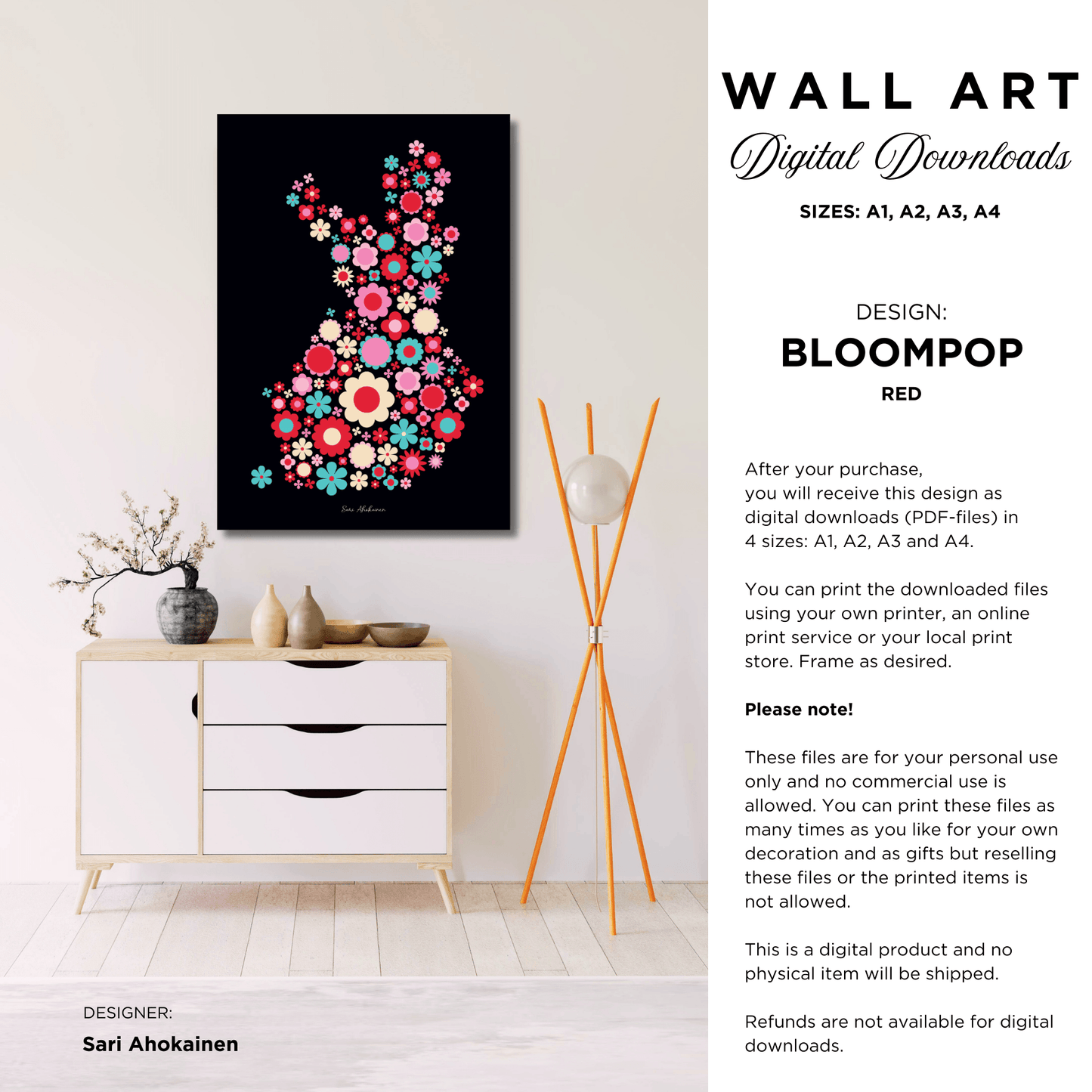 DIGITAL WALL ART - BLOOMPOP red - SHALMIAK