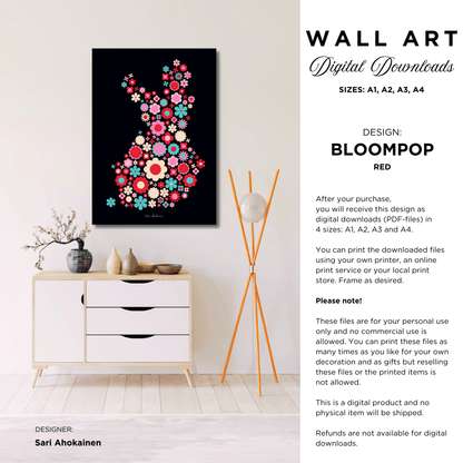 DIGITAL WALL ART - BLOOMPOP red - SHALMIAK