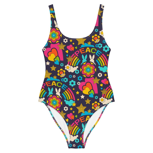 BUNNY PEACE darkblue - One-Piece Swimsuit - SHALMIAK