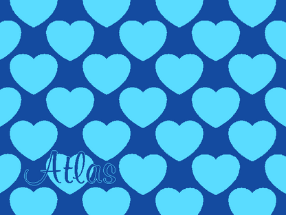 Personalized knitted blanket with hearts Blue - Horizontal