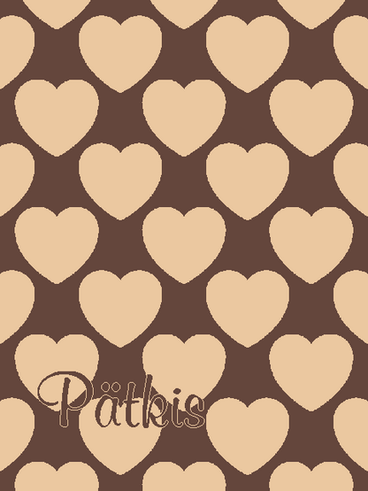 Personalized knitted blanket with hearts Brown - Vertical